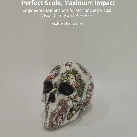 Resin Skull Head Ornament Water Transfer Printing Creative Personalized Desktop Decoration For Halloween Home Party Decor