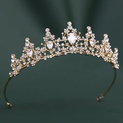 Schicke Braut Krone Tiara Legierung Zirkonia Strass Haarschmuck Hochzeit Haarteil Kopfschmuck Schmuck für Damen