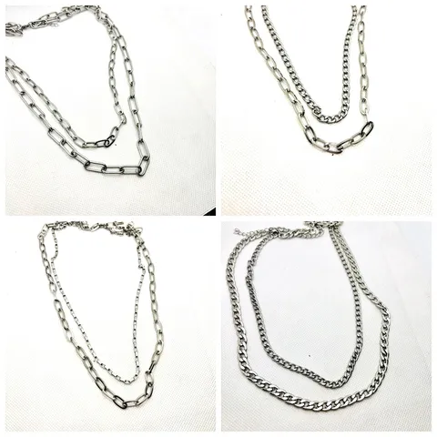 Collier Double Rang en Acier Inoxydable Chaîne Cubaine et Paperclip Bijoux Hip Hop Streetwear Cadeau Homme Femme