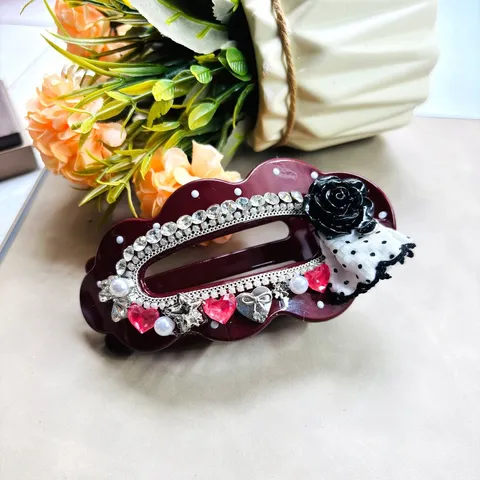 Pince à Cheveux Style Coréen Luxueuse Travail Lourd Acétate de Cellulose Élégante Grande Pince Requin Avec Strass et Perle Artificielle pour Femme
