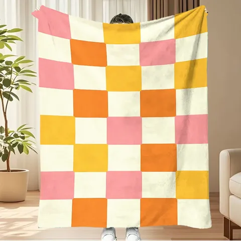 Zachte Flanellen Deken Verdikte Fleece Throw Kerstmis Rendier Sneeuwvlok Geruit Schaakbord Patroon Bedrukte Deken Voor Bed Bank Winter Home Decor