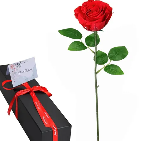 Preserved Rose Single Stem Flower Bouquet Eternal Rose Gift For Valentine's Day Party Home Decor