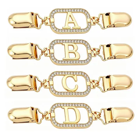 Rhinestone English Letter Sweater Clip Alloy Crystal Brooch Scarf Shawl Pin Women Fashion Clothing Accessories Jewelry