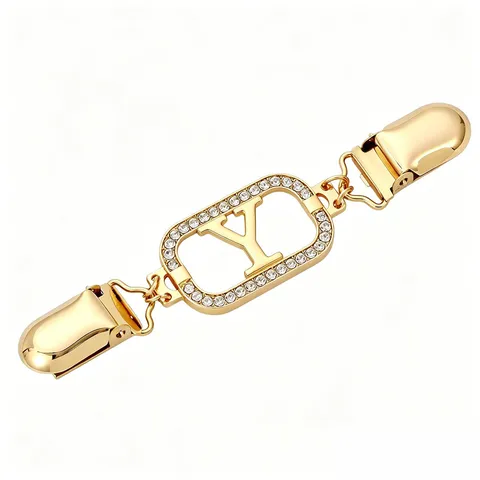 Rhinestone English Letter Sweater Clip Alloy Crystal Brooch Scarf Shawl Pin Women Fashion Clothing Accessories Jewelry