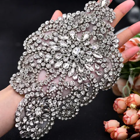 Handgemachte Kristall Strass Flicken zum Aufnähen für Brautkleid Kleidung DIY Kleidungszubehör