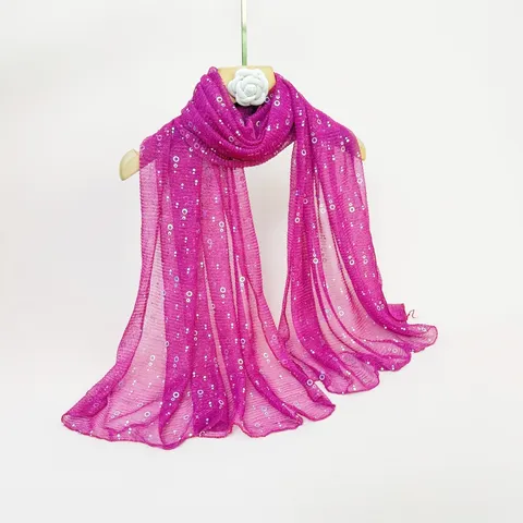 Women Fashion Sequin Headscarf Scarf Shiny Sequins Lightweight Mesh Scarf Shawl Spring Autumn Daily Head Wrap