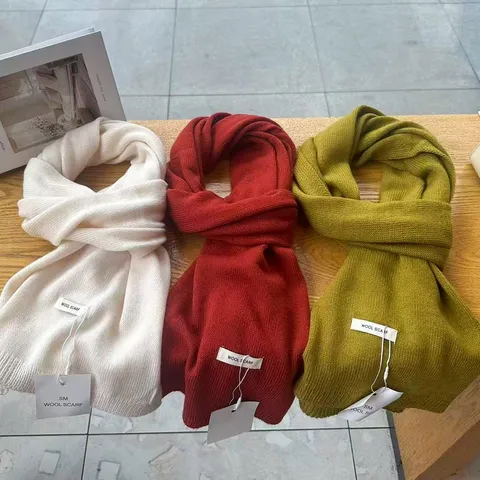 Unisex Winter Warm Knitted Scarf Casual Solid Color Fashion Long Soft Neck Scarf For Men And Women