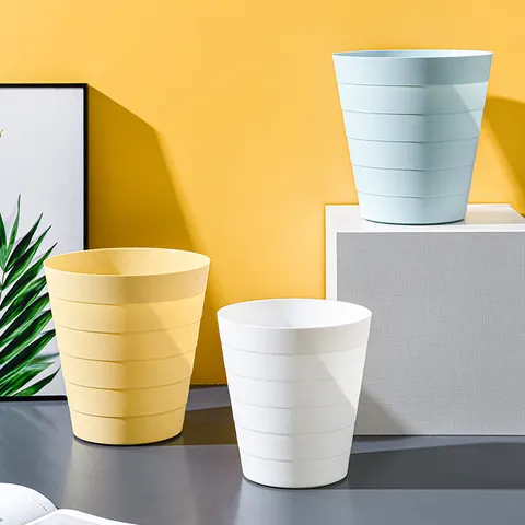 Poubelle en Plastique Minimaliste Nordique Sans Couvercle Corbeille à Papier Créative Pour Maison Salon Salle de Bain Cuisine Bureau