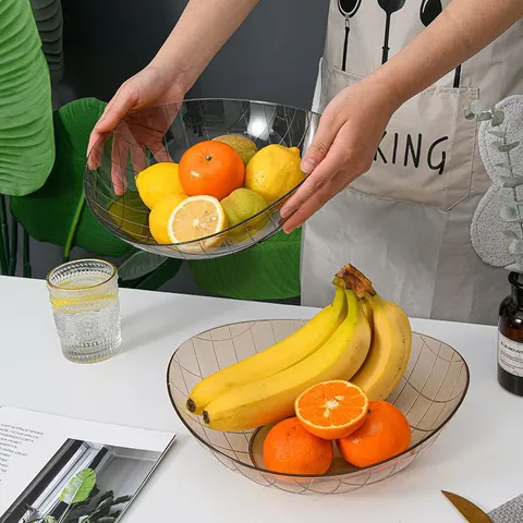 Nordisch Kreativ Luxus Kunststoff Obstschale Transparent Gitter Snack Süßigkeitenschale Modern Wohnzimmer Aufbewahrungsteller