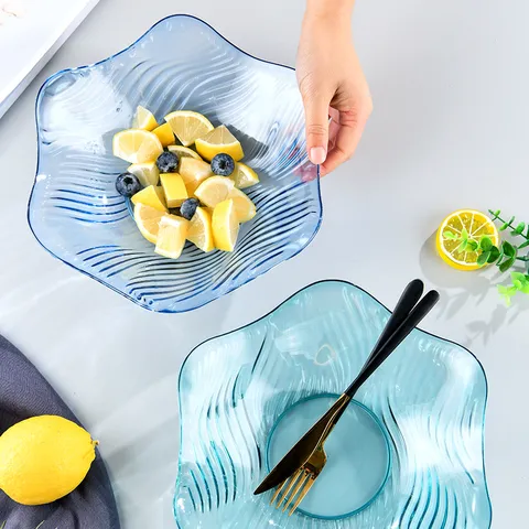 Europäische Große Kristall Kunststoff Obstschale Modernes Wohnzimmer Kreative Welle Obst Und Süßigkeiten Aufbewahrungsschale