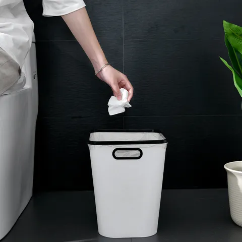 Nordischer Stil Kunststoff Quadratischer Mülleimer Haushalt Wohnzimmer Badezimmer Küche Büro Mülleimer mit Druckring