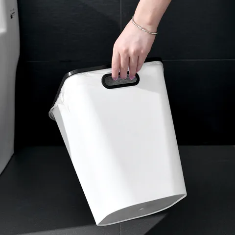 Nordischer Stil Kunststoff Quadratischer Mülleimer Haushalt Wohnzimmer Badezimmer Küche Büro Mülleimer mit Druckring