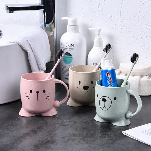 Plastik Kreativ Cartoon Mundspülbecher Kinder Zahnbürstenbecher Süßes Tier Design Trinkbecher Haus Badezimmer Becher
