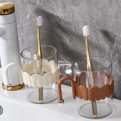 Leichter Luxus Minimalistischer Kunststoff Mundwasserbecher Transparenter Badezimmer Zahnbürsten Aufbewahrungsbecher