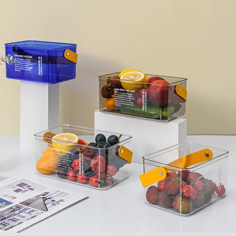 Transparenter Kunststoff Aufbewahrungskorb Tragbarer Obst Snack Organizer Box Mit Griff Für Wohnzimmer Küche Heimaufbewahrung
