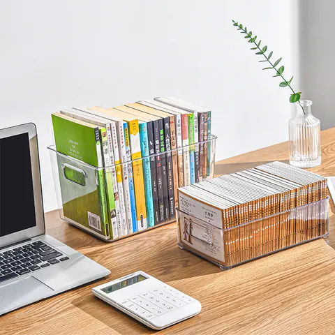 Transparente Kunststoff Buch Aufbewahrungsbox Klarer Desktop Organizer Behälter Mit Griffen Für Studenten Bücher Verschiedenes