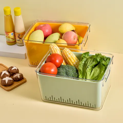 Doppelschichtiges Kunststoff Abtropfkorb Gemüse Waschbecken Obst Aufbewahrung Behälter Küche Sieb Mit Transparenter Außenbox