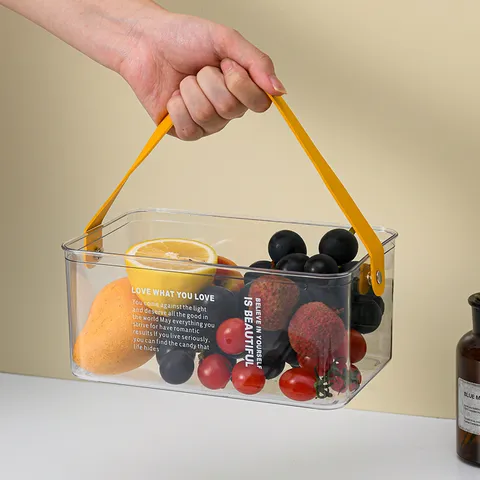 Transparenter Kunststoff Aufbewahrungskorb Tragbarer Obst Snack Organizer Box Mit Griff Für Wohnzimmer Küche Heimaufbewahrung