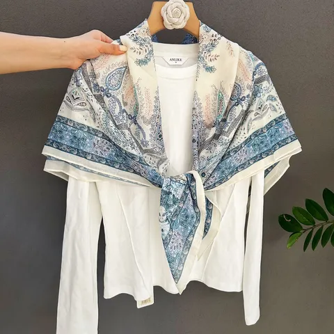 Pañuelo Cuadrado Grande Para Mujer Poliéster Ligero Paisley Estampado Bufanda Chal Para Primavera Verano Otoño Invierno Diario Viaje