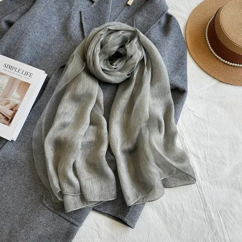 Women's Wool Silk Blend Scarf Lightweight Sun Protection Shawl Long Elegant Casual Daily Fashion Scarf