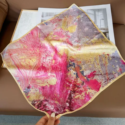 Women's Mulberry Silk Small Square Scarf Summer Sun Protection Fashion Neck Scarf Floral Geometric Print Scarf For Women