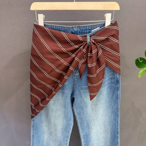 Fashion Striped Satin Triangle Scarf Women Versatile Waist Scarf Casual Decorative Neck Scarf Travel Daily Accessories