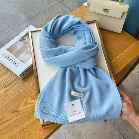 Unisex Winter Warm Knitted Scarf Casual Solid Color Fashion Long Soft Neck Scarf For Men And Women