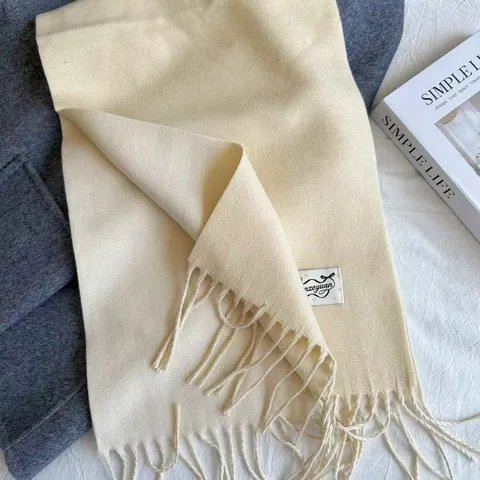 Women Winter Imitation Cashmere Scarf Fashion Simple Long Warm Shawl Tassel Design Polyester Neckerchief