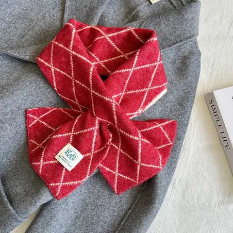 Winter Warm Knitted Cross Scarf For Women Men Thickened Solid Color Soft Neck Warmer Fashion Casual Chic Scarf