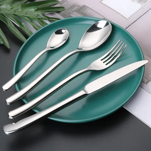 Stainless Steel Western Tableware Luxury Mirror Polished Steak Knife Fork Spoon Kitchen Dining Tableware Gold Silver