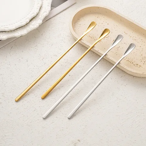 Stainless Steel Long Handled Mixing Spoon Dessert Coffee Ice Cocktail Spoon Stirring Rod