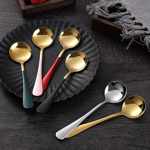 Stainless Steel Coffee Spoon Thickened Korean Creative Household Rice Spoon Dessert Spoon