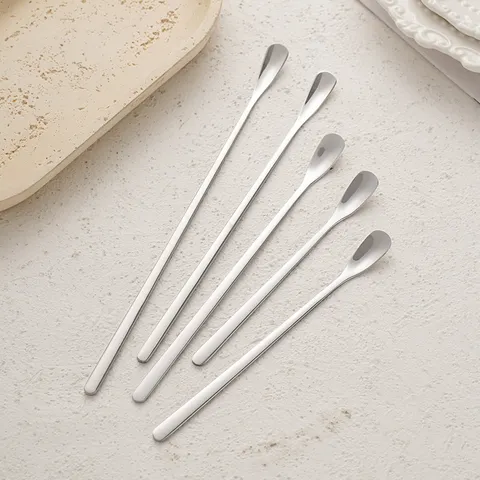 Stainless Steel Long Handled Mixing Spoon Dessert Coffee Ice Cocktail Spoon Stirring Rod