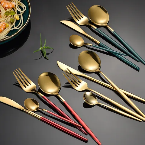 Portuguese Stainless Steel Cutlery Set Western Dinner Knife Fork Spoon Modern Mirror Polished Tableware
