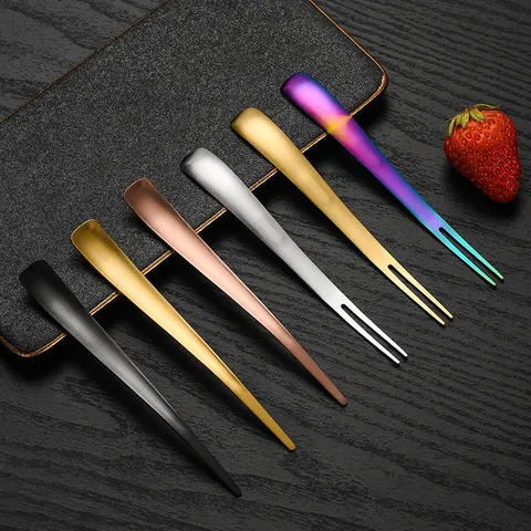 304 Stainless Steel Tea Spoon And Fruit Fork Dual-Use Dessert Ice Cream Cake Spoon Kitchen Tableware