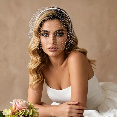 Velo Viso Sposa Vintage Cerchietto in Tulle Donna Accessori Capelli Matrimonio Velo Gabbia Elegante Fascinator