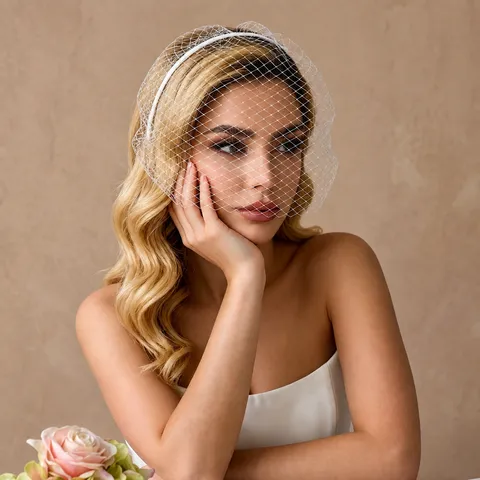 Velo Viso Sposa Vintage Cerchietto in Tulle Donna Accessori Capelli Matrimonio Velo Gabbia Elegante Fascinator