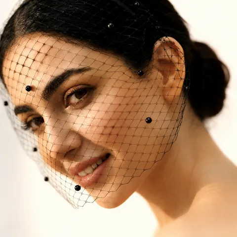 Stile Francese Sposa Nero Velo Cerchietto Con Perle Artificiali Elegante Rete Accessorio Per Capelli Per Festa Di Matrimonio Donna