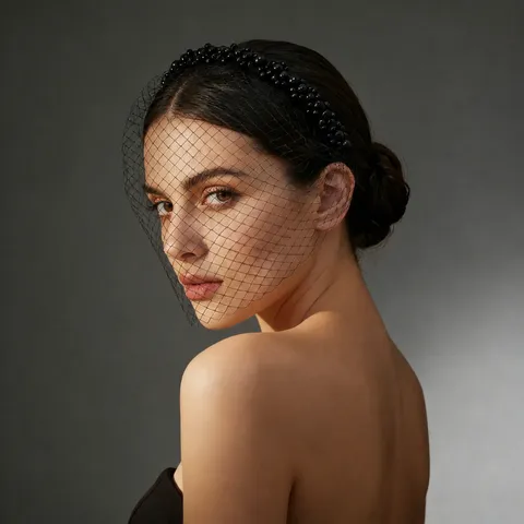 Cerchietto con Velo a Gabbia in Rete Vintage con Perle Artificiali Elegante Accessorio per Capelli da Sposa per Matrimoni