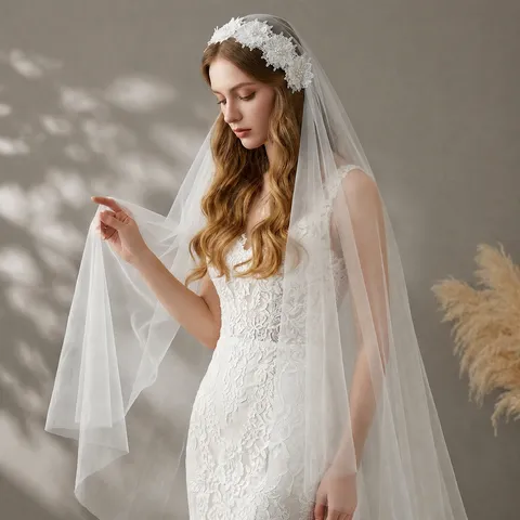 Vintage Kanten Bruidssluis Korte Trouw Hoofdtooi Met Haarspeld Elegante Witte Tule Trouw Accessoires Voor Vrouwen
