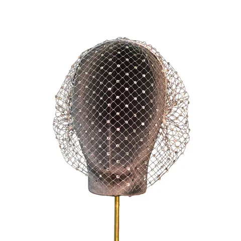 Encrypted Rhinestone Mesh Headband Face Veil Women Wedding Party Festival Hair Accessories