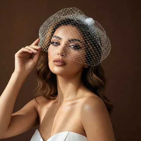 French Retro Bridal Mesh Veil Face Covering With Flower Hair Clip Wedding Photography Women Fashion Hair Accessories