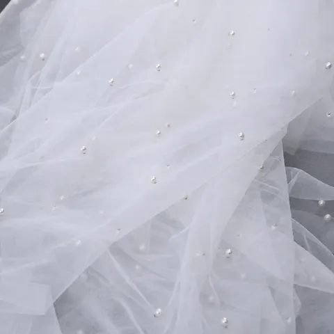 White Ivory Pearl Mesh Fabric Soft Tulle Lace Material For Wedding Veil DIY Sewing Apparel Craft Decoration