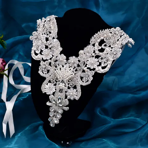 Braut Spitze Falscher Kragen Schal Handgemachte Künstliche Perle Strass Wolke Schulter Kette Hochzeit Zubehör