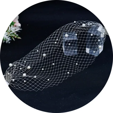 White Bridal Face Veil Pearl Mesh Veil With Metal Hair Comb Elegant Wedding Party Veil Women Hair Accessories