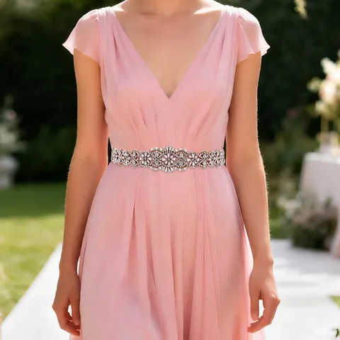 Cintura da Sposa in Strass Oro Rosa Fatta a Mano con Fiocco in Nastro Accessori di Moda Eleganti da Donna