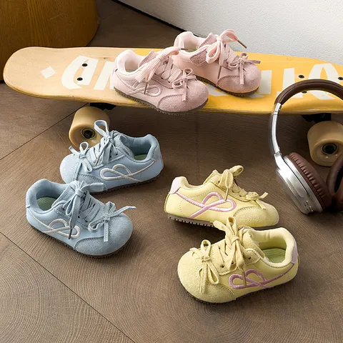 Kids Sports Shoes Girls Bowknot Casual Sneakers Fashionable Spring Autumn Soft Sole Children Running Shoes