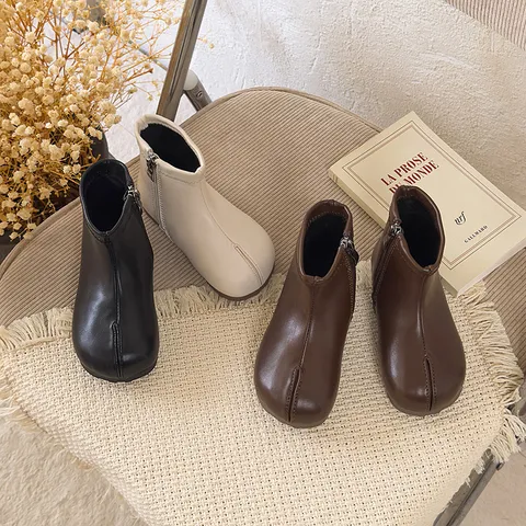 Britischer Stil Mädchen Tabi Martin Boots Geteilte Zehe Kurzstiefel Mit Seitenreißverschluss Weiche Sohle Modeschuhe Für Kleinkinder Kinder