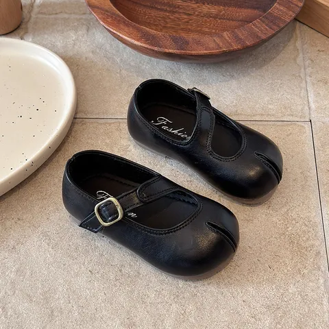 Zapatos Planos Mary Jane Retro con Punta Hendida Niñas Estilo Coreano Casual Low Cut Princesa Cuero Zapatos