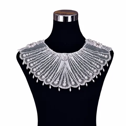Braut Spitze Strass Schal Hochzeit Perle Schulter Cape Hohl Falscher Kragen Damen Accessoires